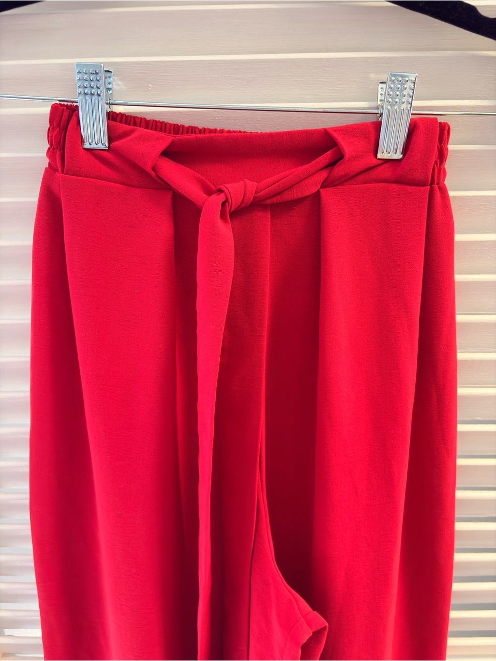 Zara Bright Red Tie-Waist Pants